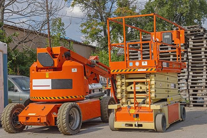 warehouse forklift lifting cargo onto shelves in Blanchard, LA